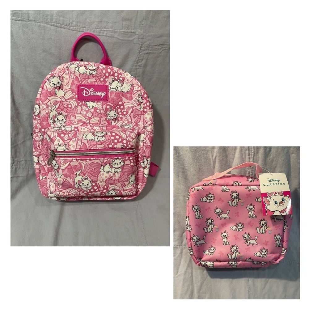 NEW Walt Disney Pink & White Mini Backpack & Lunch Box - Aristocats - Marie